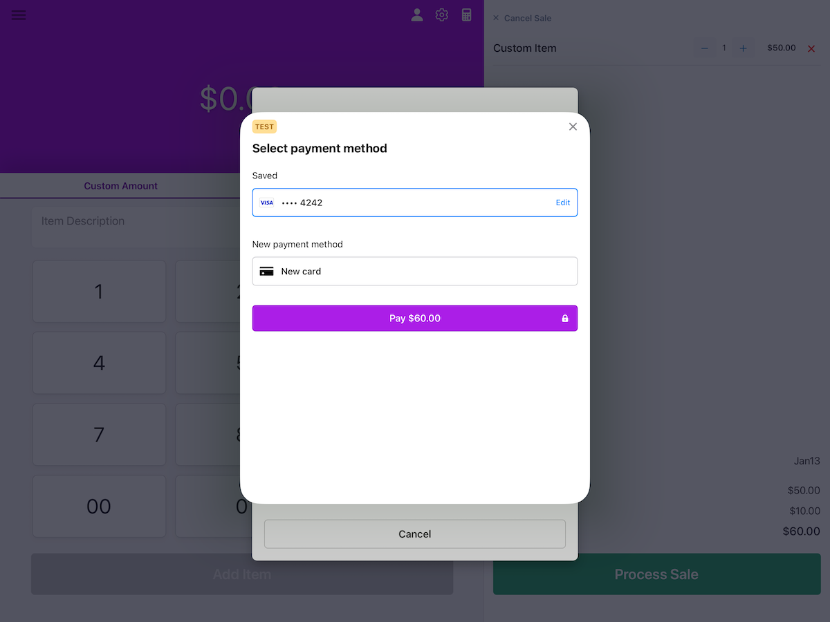 Processing payment from an existing Customer